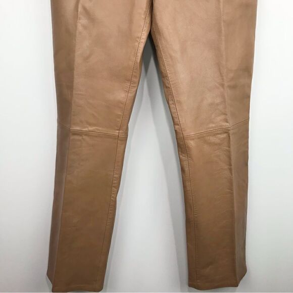 Rem Garson 100% Leather Retro Camel Brown Pants - Picture 4 of 16